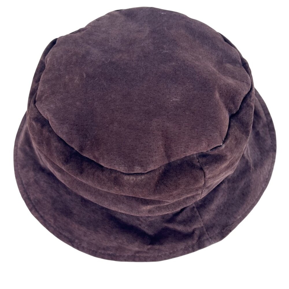 Vintage Genuine Leather Suede Bucket Hat Brown Unisex Lined Y2K - Picture 2 of 9